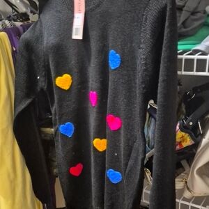 Colorful Heart Patterned Sweater size 16 (xl) kids